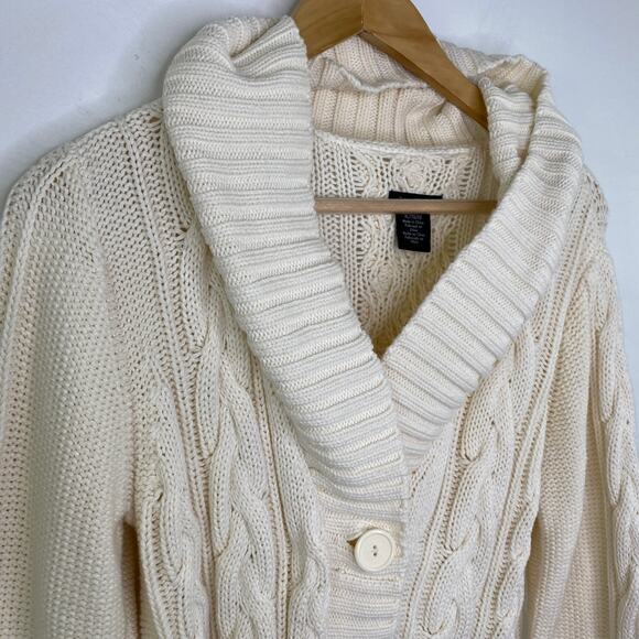 Calvin Klein Cream Shawl Collar Knit Long Sleeve Sweater Women's Size X-Large XL - Picture 5 of 10